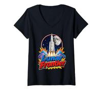 Donna Artemis III Lunar Frontier Space Rocket Moon Mission Maglietta con Collo a V