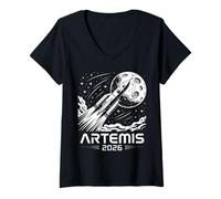 Donna Artemis Lancio sulla Luna Maglietta con Collo a V