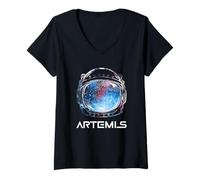 Donna Artemis Space Astronaut Helmet Space Suit Launch System Maglietta con Collo a V