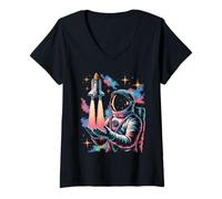 Donna Artemis Space Shuttle Astronaut Space Suit Launch System Maglietta con Collo a V