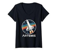 Donna Artemis Space Shuttle Launch System Crewed Flight Rainbow Maglietta con Collo a V