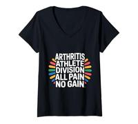 Donna Arthritis Athlete Division all Pain No Gain - Maglietta con Collo a V