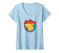 Donna Arthur Logo with Fist Cartoon Maglietta con Collo a V