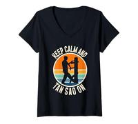 Donna Arti Marziali Miste Wing Chun Keep Calm And Tan Sao On Maglietta con Collo a V