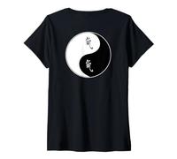 Donna Arti Marziali Taiji Yin Yang Taoismo Qi Gong Personaggio Chi Maglietta con Collo a V
