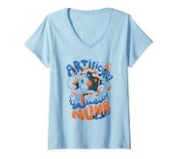 Donna Artificiale Intorpidimento Retro Robot Sci-Fi Art Maglietta con Collo a V