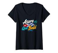 Donna Asere Q Bola, Que Bola Asere, Cuba Cuban Flag Maglietta con Collo a V
