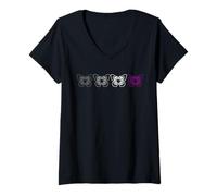 Donna Asexual Pride Farfalle Allineate nei Colori della Bandiera Maglietta con Collo a V