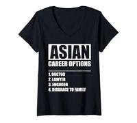 Donna Asian Career Options Maglietta con Collo a V
