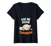 Donna Ask Me Again Tomorrow, Lazy Duck Maglietta con Collo a V