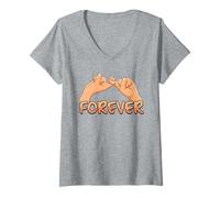 Donna ASL American Sign Language Friends Forever Maglietta con Collo a V