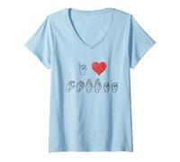 Donna ASL Spells I Love Coffee - Camicia per Amanti del caffè sordi ASL Maglietta con Collo a V