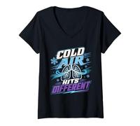 Donna Asma Asmatico Cold Air Hits Different Maglietta con Collo a V