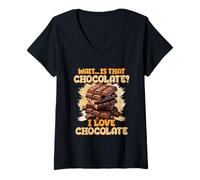Donna Aspetta è Quel Cioccolato Che Amo Il Cioccolato Maglietta con Collo a V