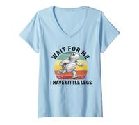 Donna Aspettami Ho Gambe Piccole Lento Funning Turtle Running Maglietta con Collo a V