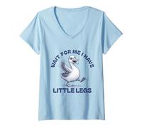 Donna Aspettami Ho Gambe Piccole Lento Running Marathon Goose Maglietta con Collo a V