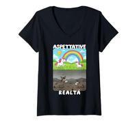 Donna Aspettative vs Realtà, Quando Tutto va a finire Male v2 IT Maglietta con Collo a V