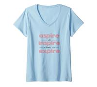 Donna Aspire To Inspire Motivational Design Inspirational Maglietta con Collo a V