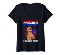 Donna Assistant Fireworks Direttore pirotecnico 4th of July Maglietta con Collo a V