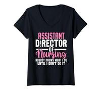Donna Assistente Direttore di Infermieristica Divertente ADON RN Infermiere Medico Maglietta con Collo a V