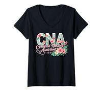 Donna Assistente Infermieristica certificata CNA Tropical Flowers Summer Girl Maglietta con Collo a V