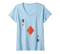 Donna Asso di Quadri, Mazzo di Carte, Costume di Gruppo per Maglietta con Collo a V