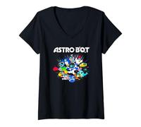 Donna Astro Bot And Friends Character Burst Colorful Video Game Maglietta con Collo a V
