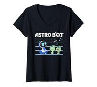 Donna Astro Bot Frog Sing Along Fun Video Game Maglietta con Collo a V