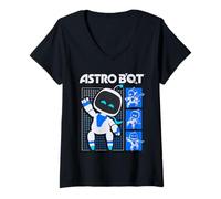 Donna Astro Bot Pose Grid Collage with Logo Video Game Maglietta con Collo a V