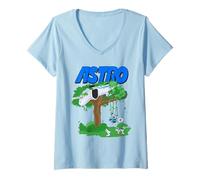 Donna Astro Bot Tree Crash with Bunnies Fun Video Game Maglietta con Collo a V