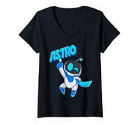 Donna Astrobot Astro Blue Bold Font Classic Super Pose with Cape Maglietta con Collo a V