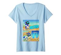Donna Astrobot Astro Flys Away On Playstation Controller Comic Maglietta con Collo a V