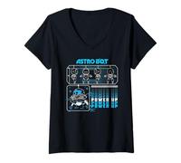 Donna Astrobot Power Up Specs Info Graph with Hand Written Notes Maglietta con Collo a V