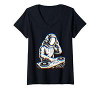 Donna Astronaut Electronic Dance EDM Rave Festival Maglietta con Collo a V