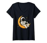 Donna Astronaut Gamer Moon Gaming Space Videogioco Uomini Donne Bambini Maglietta con Collo a V