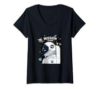 Donna Astronaut Mission To Mars, Cool Space Outfit Graphic Design Maglietta con Collo a V