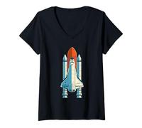 Donna Astronaut Space Craft Tee Shirts, Space Rocket Space Shuttle Maglietta con Collo a V