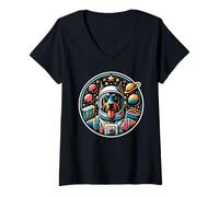 Donna Astronauta astronauta Doberman Pinscher Maglietta con Collo a V