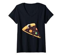 Donna Astronauta Che Dorme in Una Pizza Maglietta con Collo a V