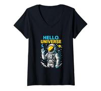 Donna Astronauta Ciao Universo Cool Mens Space Exploration Maglietta con Collo a V