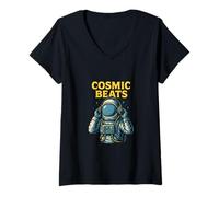 Donna Astronauta Cosmic Beats Cool - Stile spaziale da uomo Maglietta con Collo a V