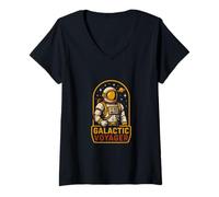 Donna Astronauta Galactic Voyager Cool Esplorazione dello spazio maschile Maglietta con Collo a V