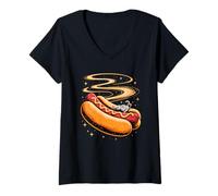 Donna Astronauta Spazio Hotdog Sandwich Stelle Galassia Maglietta con Collo a V