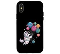 Donna Astronauta Unicorno Che Tiene Pianeta Palloncino Spazio Esterno Custodia per iPhone X/XS