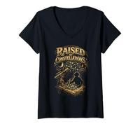Donna Astronomo Astronomia Raised By Constellations Maglietta con Collo a V