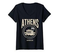 Donna Atene Grecia Appassionato di Viaggi in Città Maglietta con Collo a V