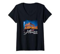Donna Atene Grecia - Grecia Souvenir - Atene Maglietta con Collo a V