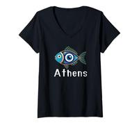 Donna Atene Grecia - Grecia Souvenir - Atene Maglietta con Collo a V