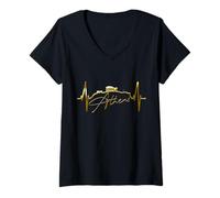 Donna Atene Skyline Battito del Cuore Grecia Acropoli Antico Maglietta con Collo a V