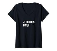 Donna Ateo Divertente - Zero Gods Given Maglietta con Collo a V